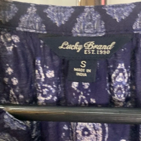 Lucky Brand Embroidered Bib Top Blue Size: S. - Picture 9 of 10